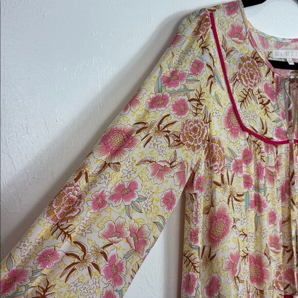 Karlie Floral Print Boho Relaxed Fit Dress In Pink And Yellow Size S - Picture 4 of 12
